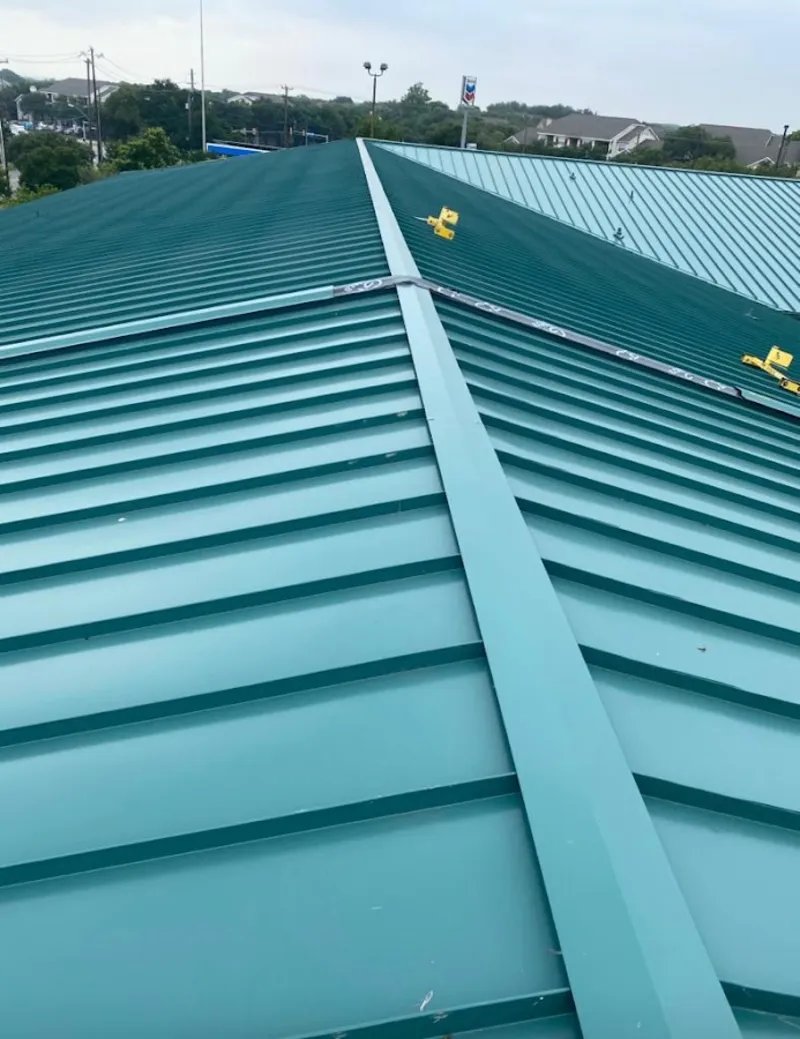 Green commercial metal roof ridge and valley for Metal Roof Repair in North Manchester